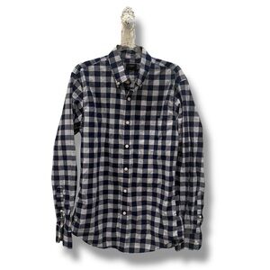 J. Crew Men's Blue and White Plaid Shirt